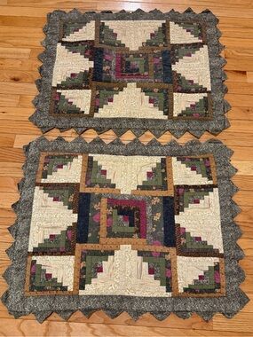 Donna Sharp 2007 Log Cabin Quilted Pillow Sham Set prarie country cottage